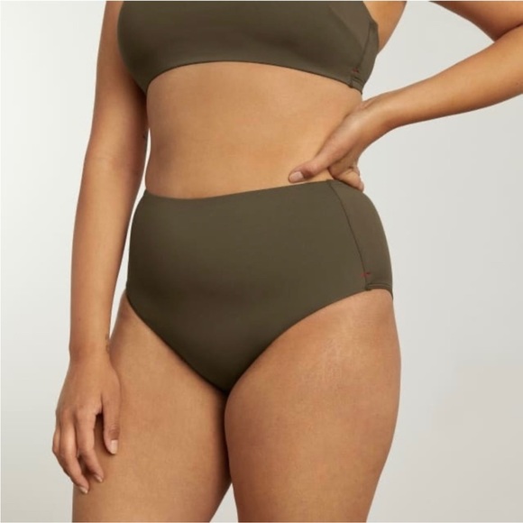 Everlane | The High-Rise Hipster Swim Bottom In Beech Green nwt size large - Picture 1 of 7